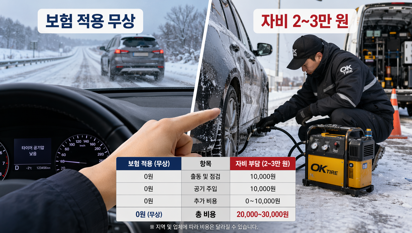 추운 날씨 공기압 경고, 자동차 긴급출동 서비스 이용해도 될까?