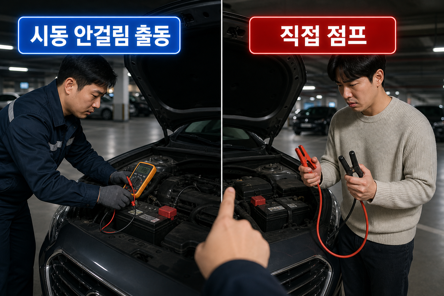 시동 안걸림 출동 신청 vs 직접 점프 방법 비교