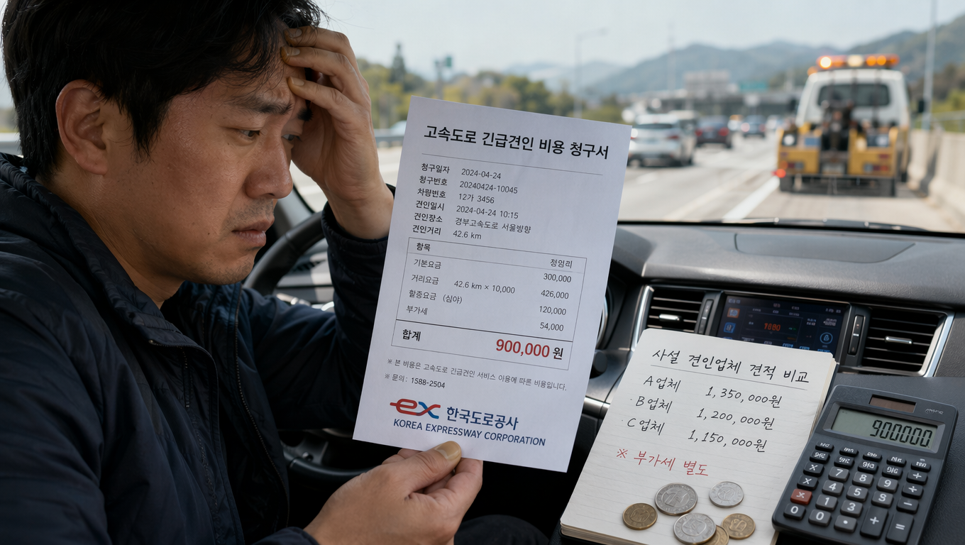 고속도로 긴급견인 비용 청구서 90만 원 발생 원인