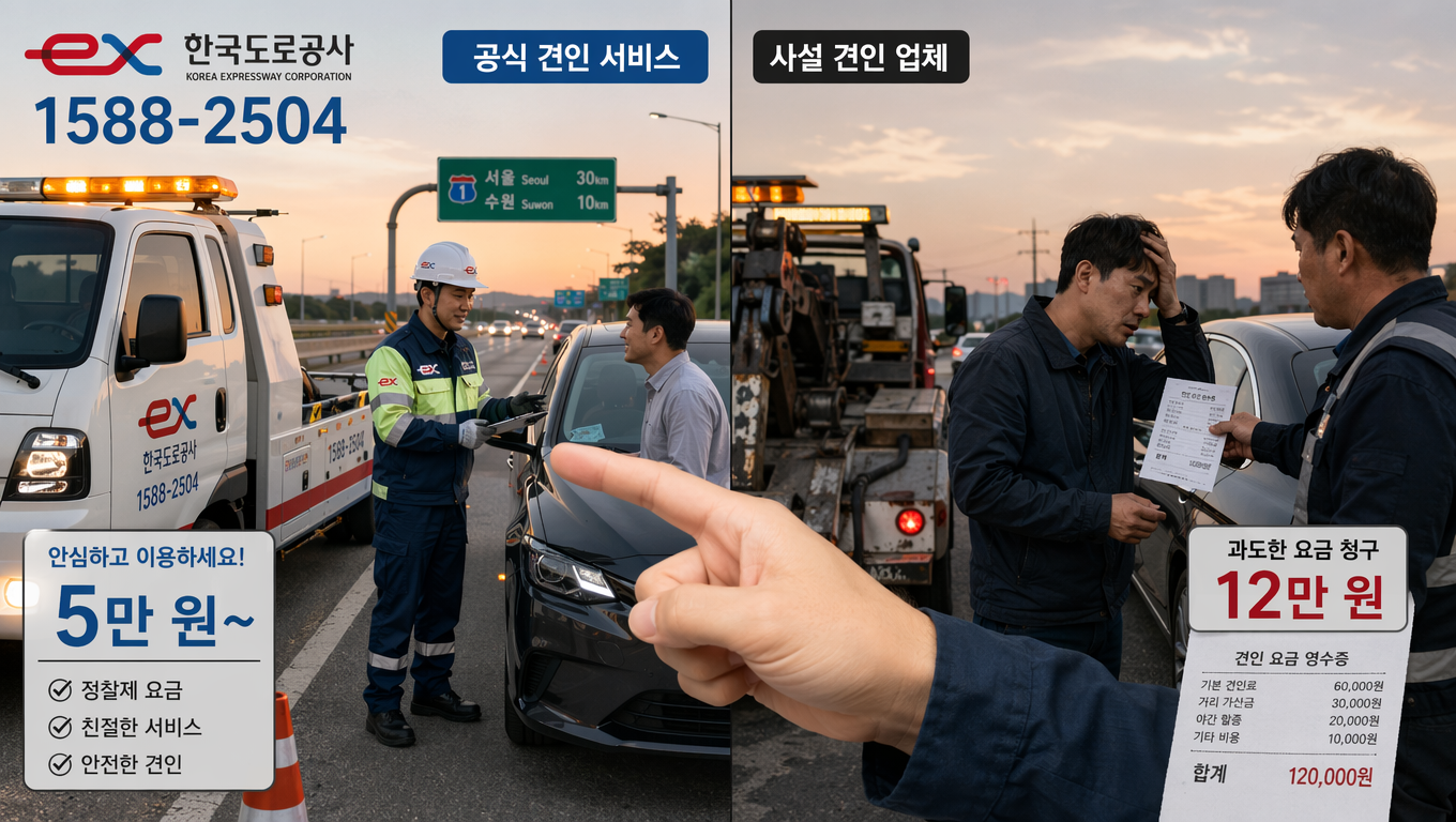 고속도로 긴급견인 시 도로공사(1588-2504) 긴급견인서비스 이용 방법