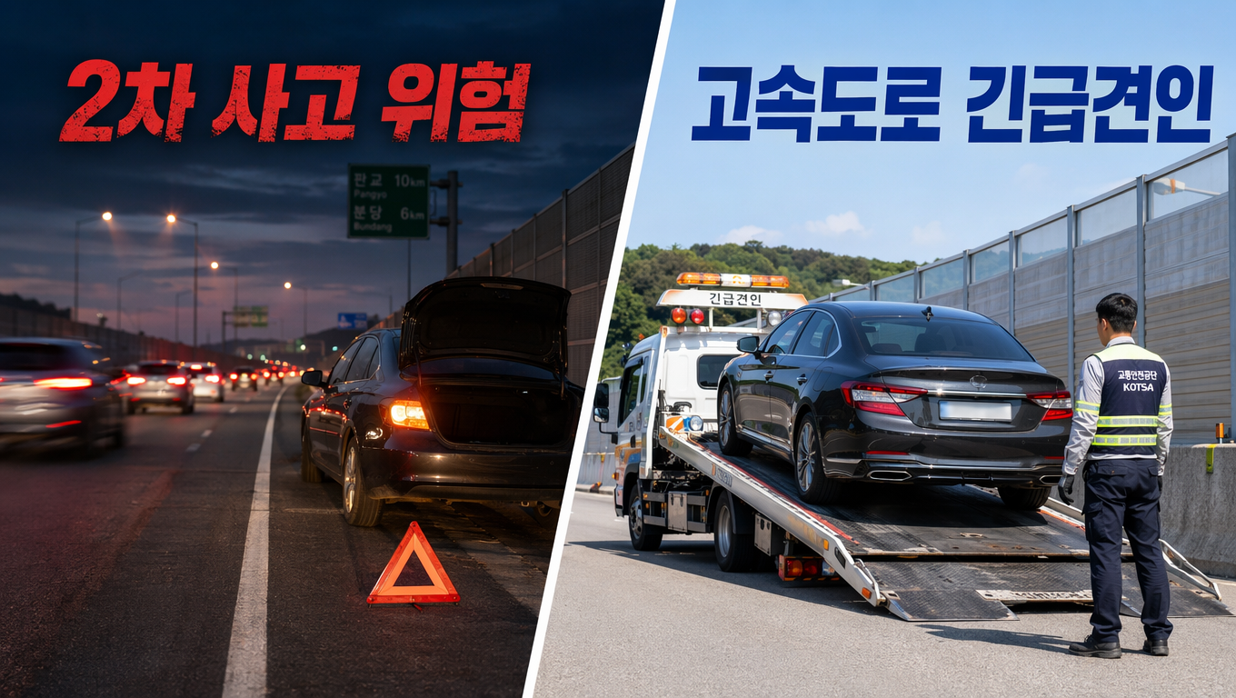 고속도로 펑크, 갓길 주차만 하면 끝? '이것' 모르면 2차 사고 위험! 고속도로 긴급견인