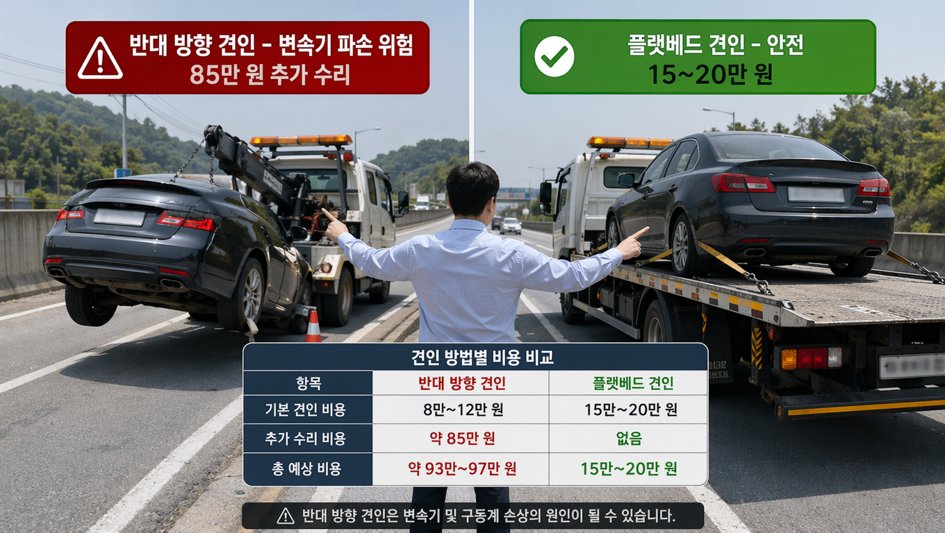 고속도로 긴급견인 시 차량을 반대로 견인해도 될까