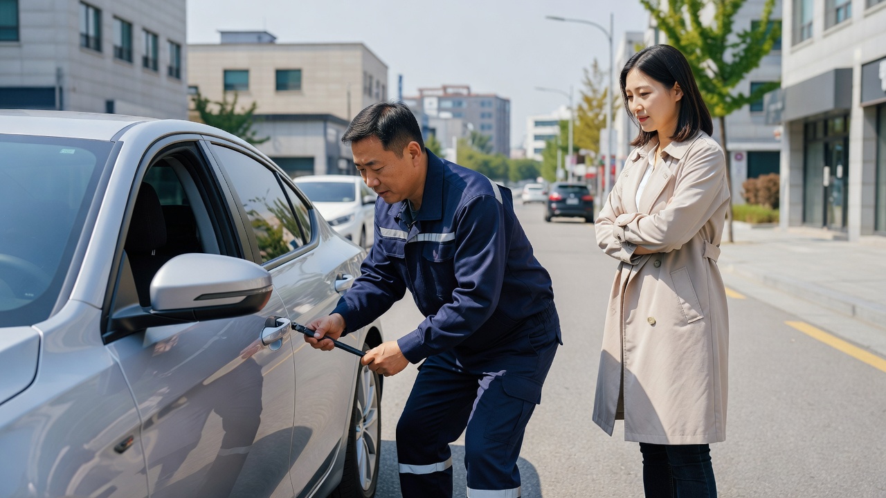 차문 열림 출동을 기다리는 차량과 기사