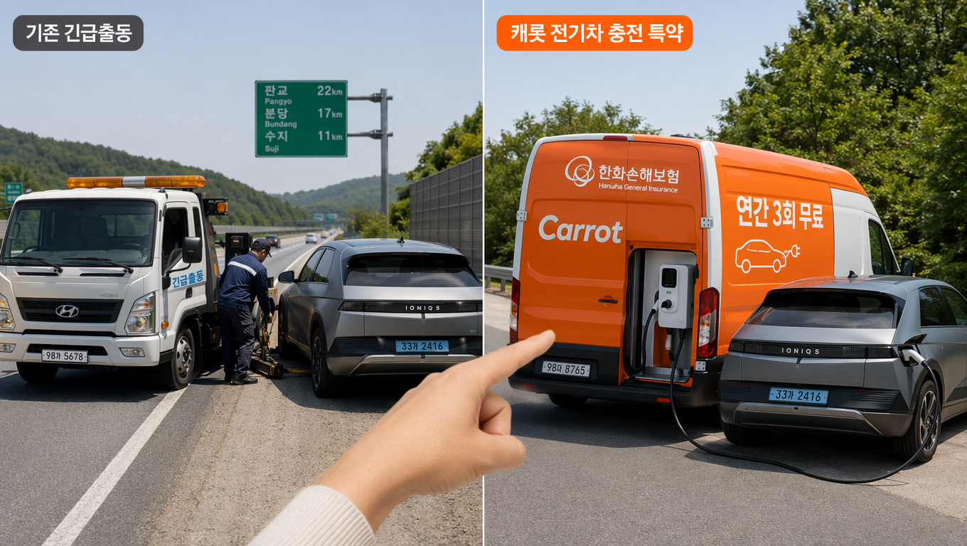 자동차 긴급출동 지원을 강화한 한화손보 캐롯 전기차 긴급 출동 충전 특약 런칭 | 현대자동차