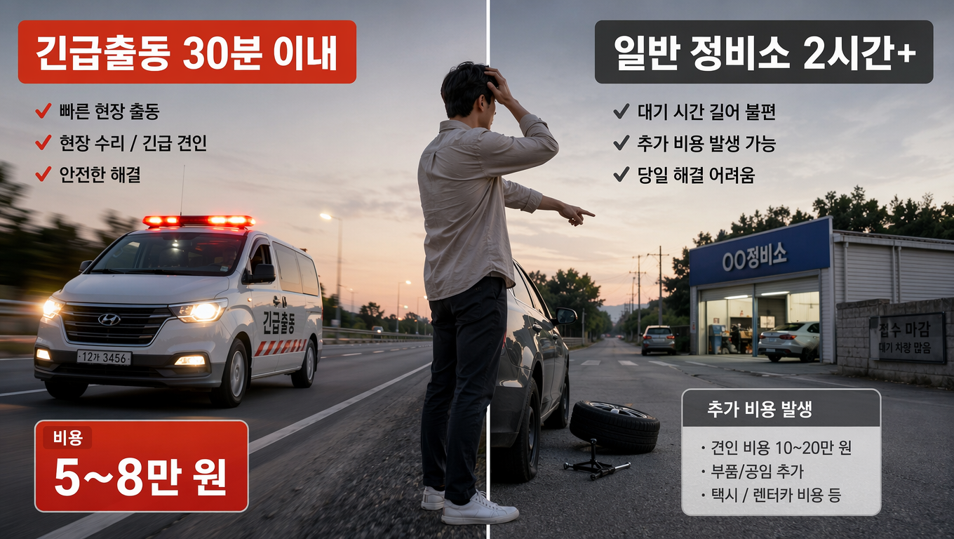 24시간 긴급 타이어 펑크 교체 서비스 이용 가이드