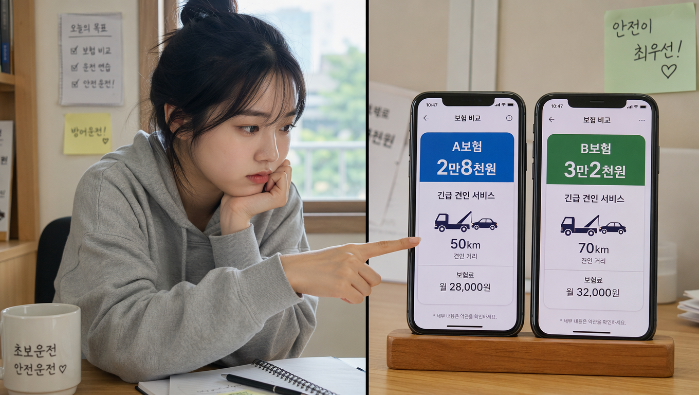 보험 다모아에서 검색 후 가입하려는 첫차, 긴급 견인 서비스 가격은 적정한가