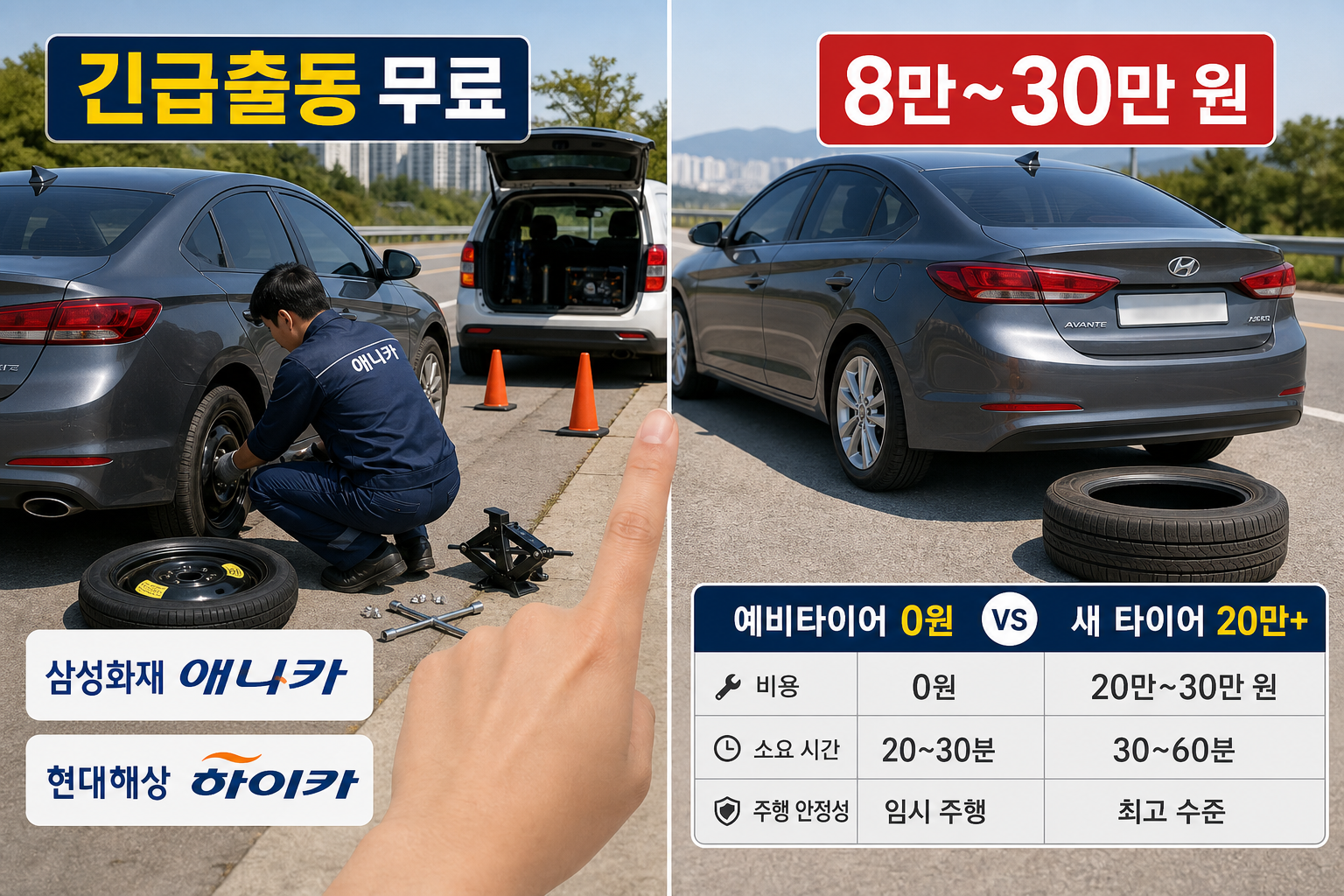타이어 펑크 보험 적용 기준과 교체 비용 비교